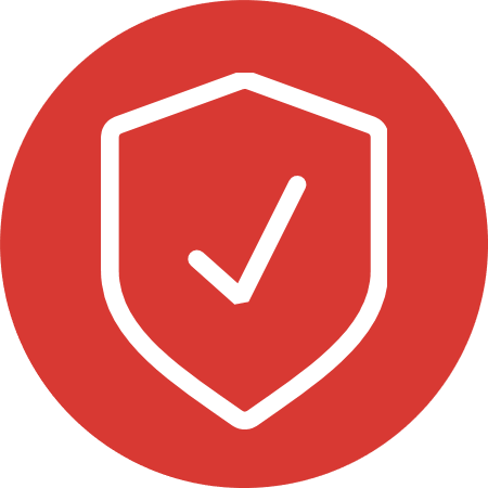 Red shield icon with white checkmark signifying Cybersecurity and FedRAMP: Protecting our federal networks and information